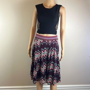 Vivienne Tam Y2K Whimsigoth Netted Mesh Skirt with Zig-Zag Print